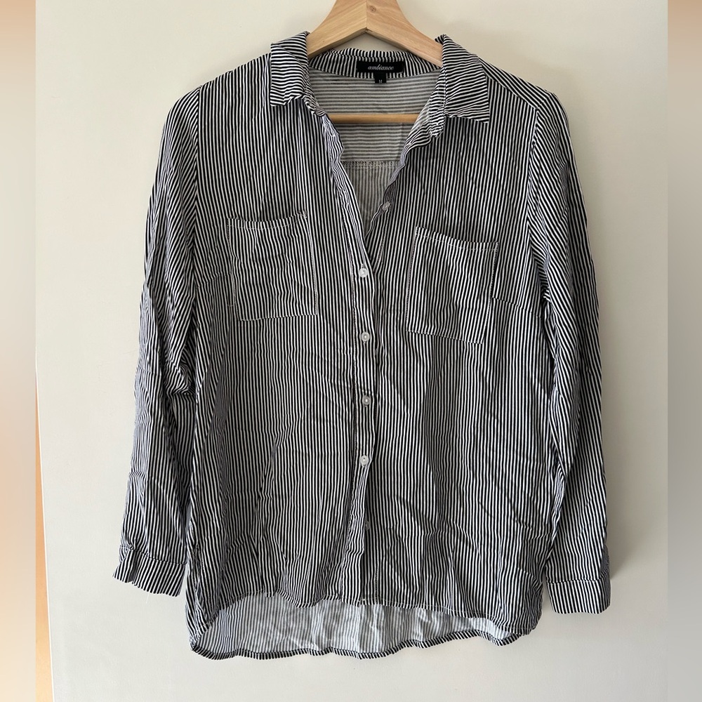 Striped Button Up Shirt Black & White